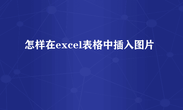 怎样在excel表格中插入图片