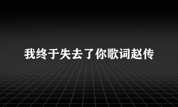 我终于失去了你歌词赵传