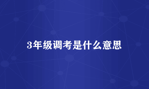 3年级调考是什么意思