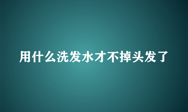 用什么洗发水才不掉头发了