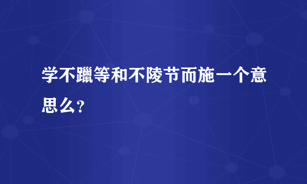 学不躐等和不陵节而施一个意思么？