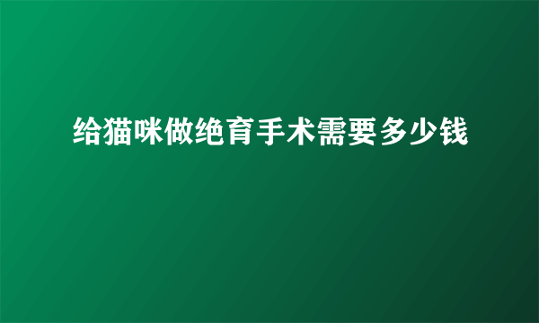 给猫咪做绝育手术需要多少钱