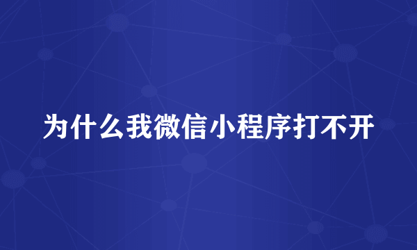 为什么我微信小程序打不开