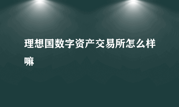 理想国数字资产交易所怎么样嘛