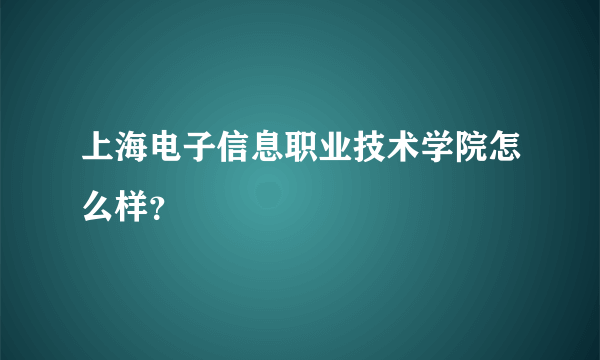 上海电子信息职业技术学院怎么样？