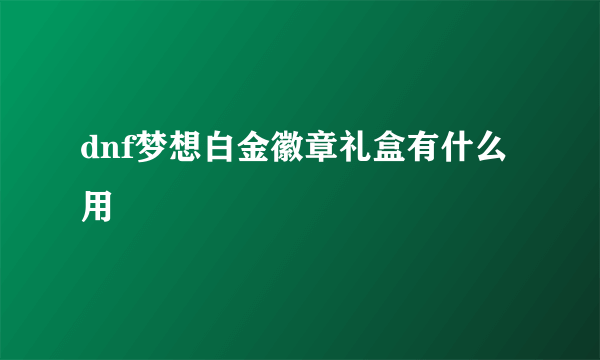 dnf梦想白金徽章礼盒有什么用