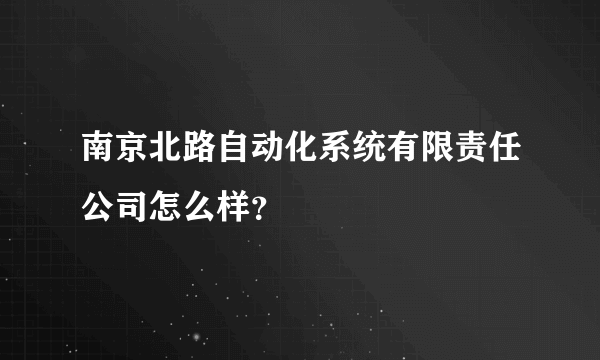 南京北路自动化系统有限责任公司怎么样？