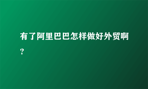 有了阿里巴巴怎样做好外贸啊？