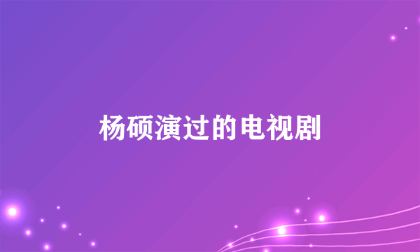 杨硕演过的电视剧