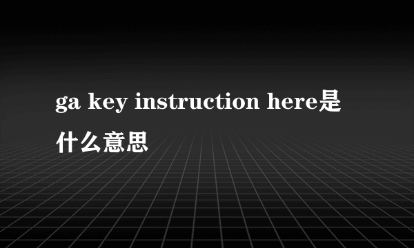 ga key instruction here是什么意思