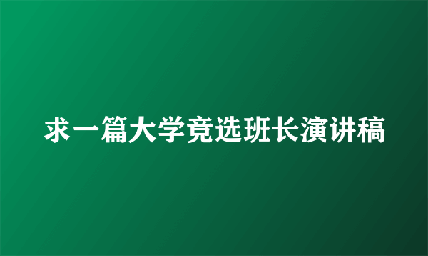 求一篇大学竞选班长演讲稿