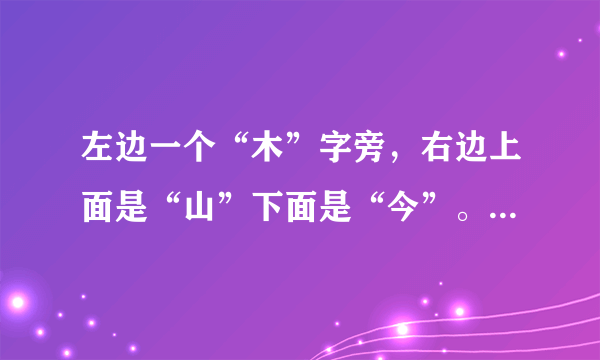 左边一个“木”字旁，右边上面是“山”下面是“今”。这个字念什么啊？我怎么查字典都查不到？