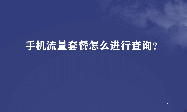 手机流量套餐怎么进行查询？