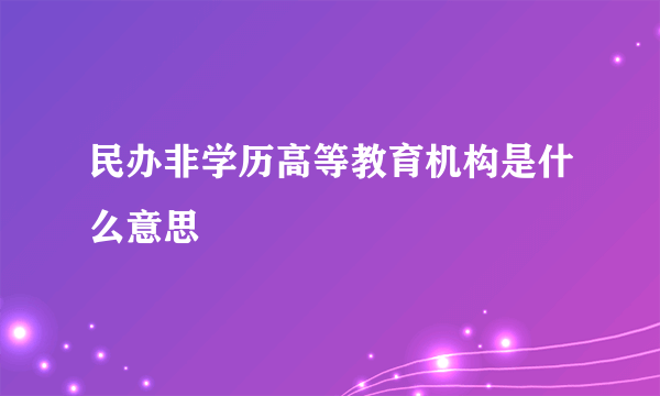 民办非学历高等教育机构是什么意思