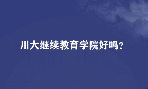 川大继续教育学院好吗？