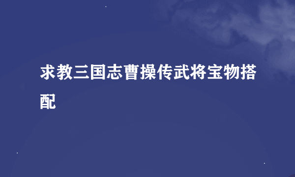 求教三国志曹操传武将宝物搭配