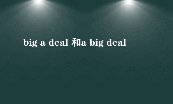 big a deal 和a big deal