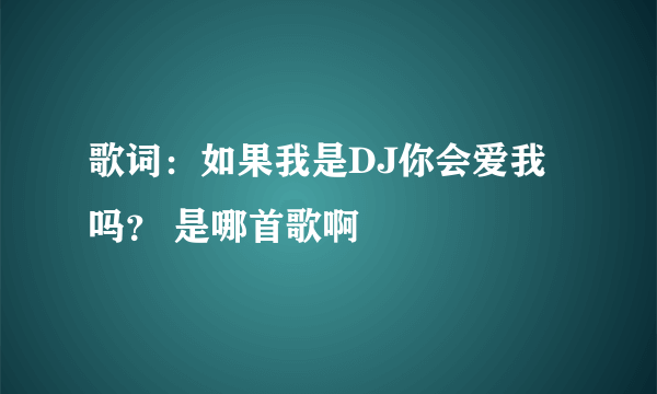 歌词：如果我是DJ你会爱我吗？ 是哪首歌啊