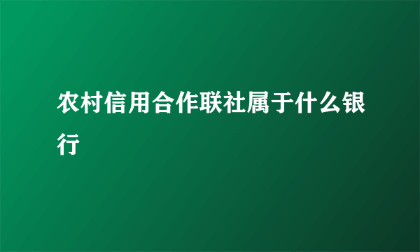 农村信用合作联社属于什么银行