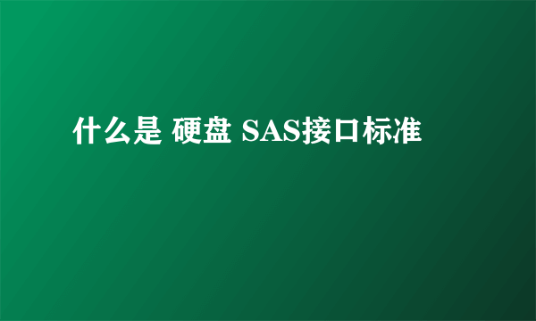 什么是 硬盘 SAS接口标准