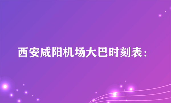 西安咸阳机场大巴时刻表：