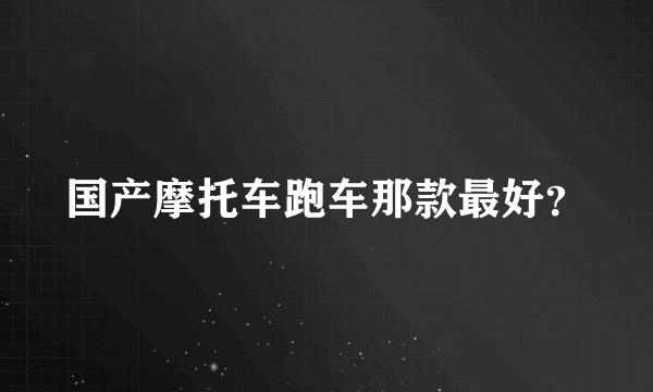 国产摩托车跑车那款最好？